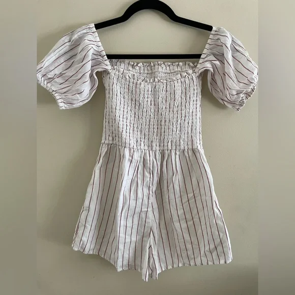 Abercrombie & Fitch White and Red Striped Romper - Picture 2 of 4